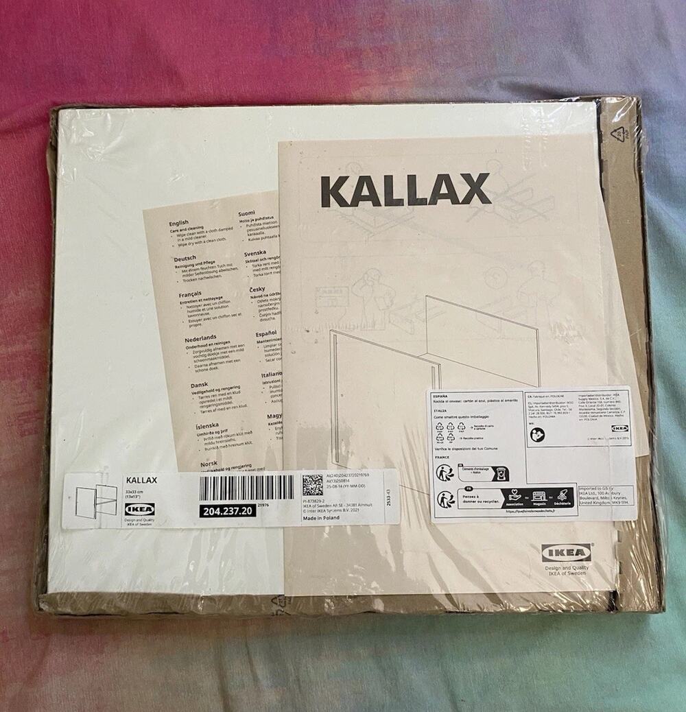 Ikea KALLAX Insert with 1 shelf white 13x13 204.237.20 NEW Shelving Unit 33cm